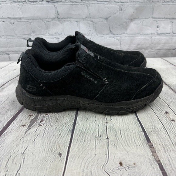 Skechers Rig‎ Mountain Top Black Suede Mens 14 Leather Walking Hiking Loafers - Picture 6 of 9